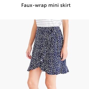 Faux-wrap mini skirt / SPLATTER DOT NAVY SALT